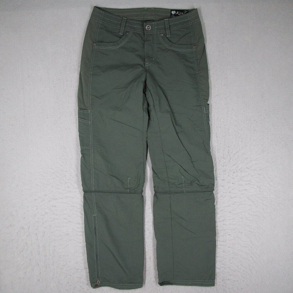 Kuhl Pants Women 2 Green Convertible Nylon Hike Travel Zip Ankle 28x30